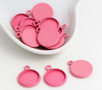 4pcs, 12mm Inner Setting,  High Quality Iron Material Pendant Cabochon - Choose your colour